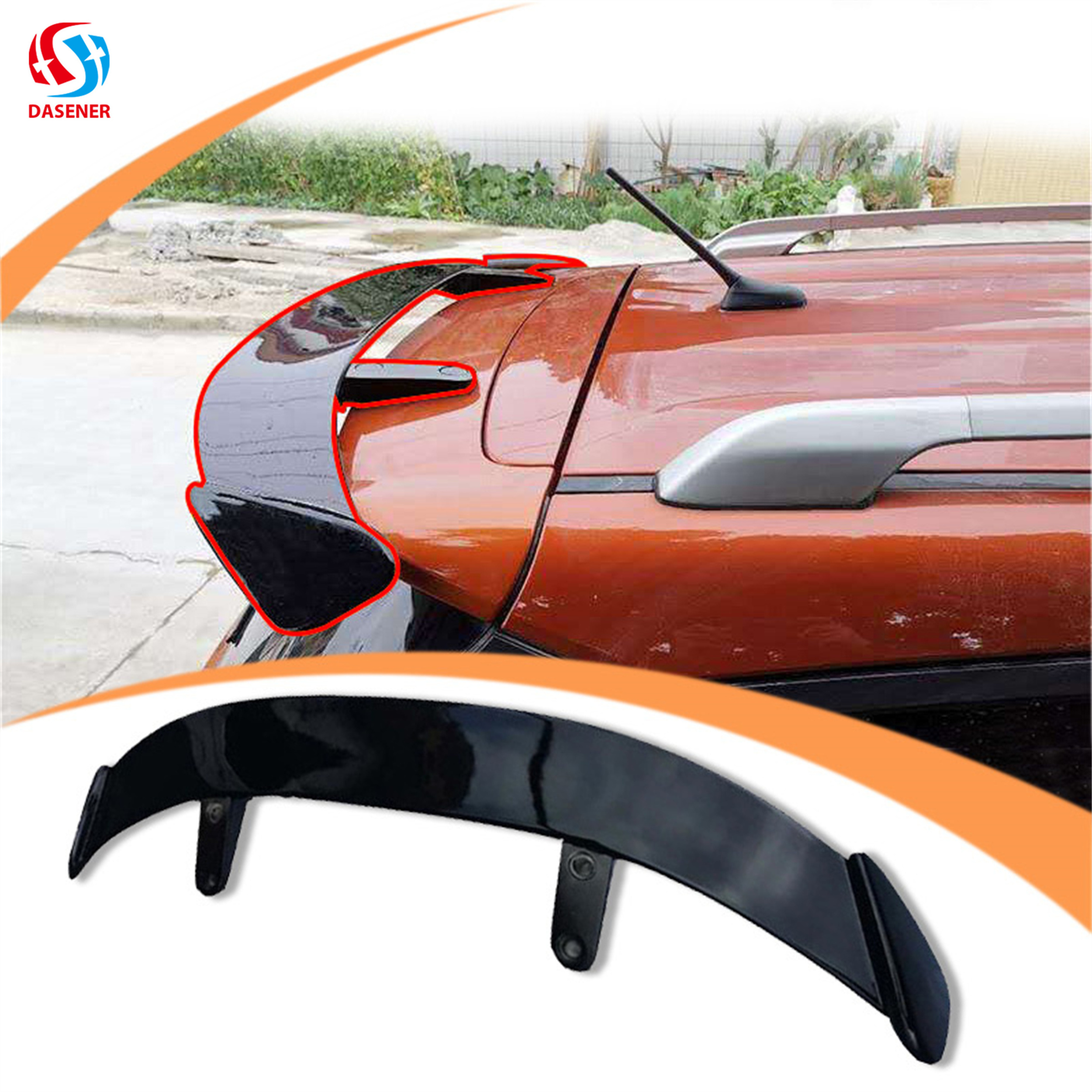 Dasener Manufacture Car Other Exterior Accessories Rear Car Spoiler, Carbon Fiber Colour Universal Hatchback Rear Wing Spoiler