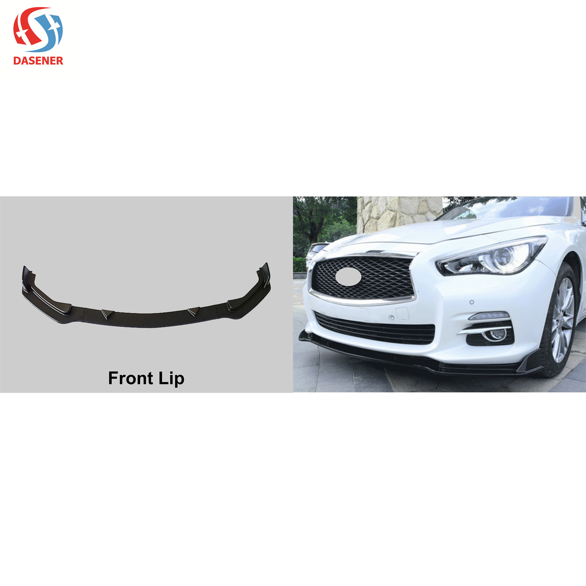 Dasener Auto Parts Front Bumper Rear Diffuser Spoiler Body Kit 2018+ Black 1 Set 225*40*40 Cm 20kg * Q50 Infiniti ISO9001 CN;JIA