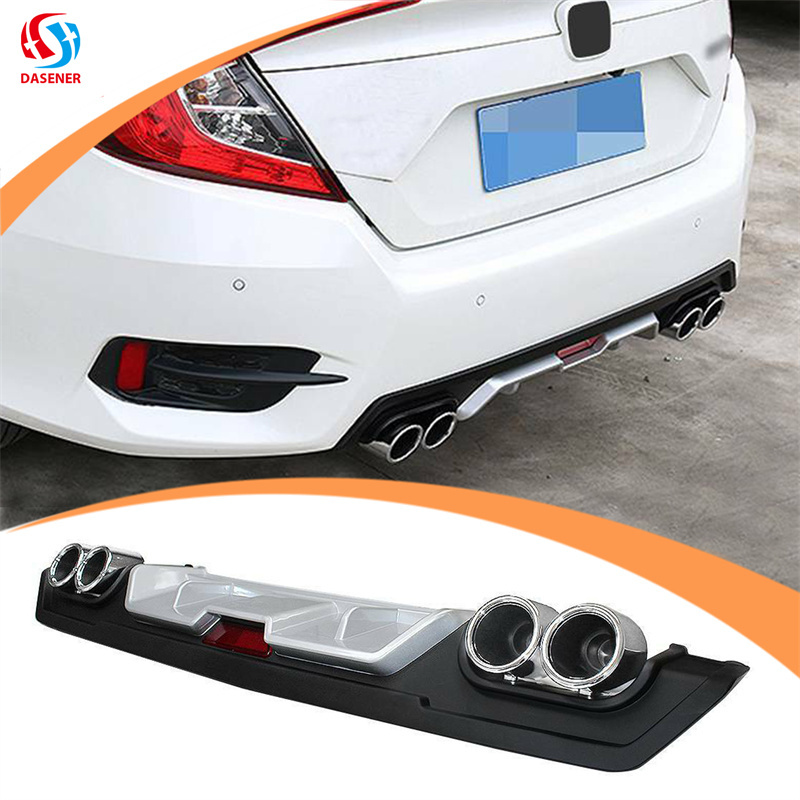 Dasener Factory Manufacture Car Exterior Parts ABS Rear Lip, Rear Bumper Lip Diffuser For Honda Civic Diffuser 2016-2018