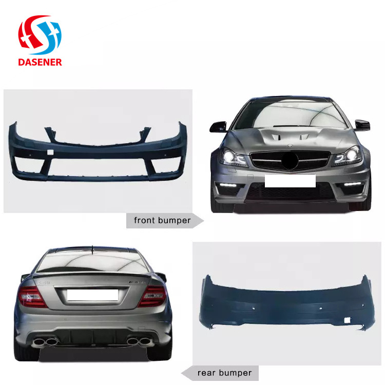 Dasener Front Bumper Grills Lamp Hood Side Skirts Rear Diffuser 2008-2014 Exhoust for Mercedes Benz W204 C63 AMG Wide Body Kit