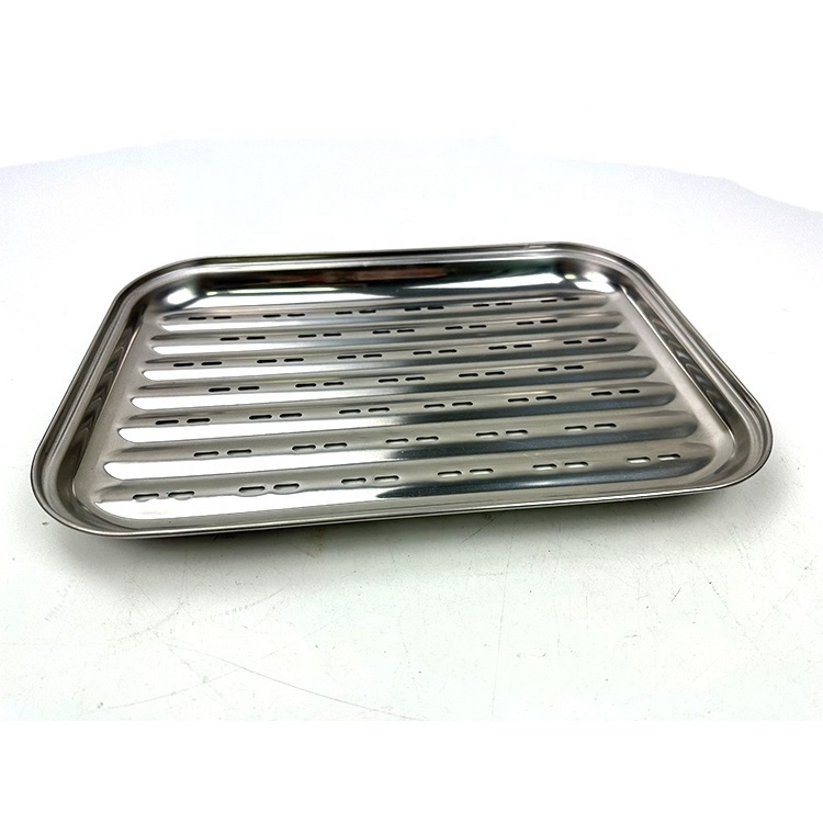 Non Stick Rectangle Barbecue Bbq Grilled  Tray  BBQ Grill Topper Stainless Steel 430