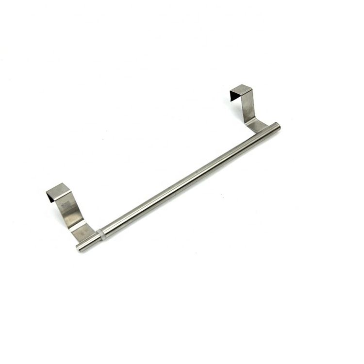 Stainless steel hanging cabinet over door single towel hook towel rack for bathroom kitchen storage Long strip with two hooks