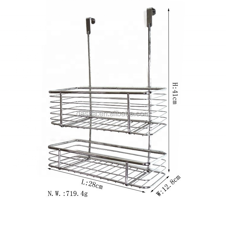 Hot selling high quality 2 Tier Metal Over Door Hanging Wire Rack for Bathroom Storage