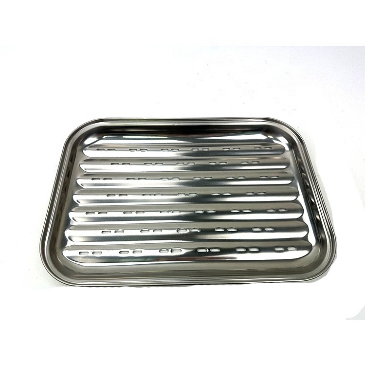 Non Stick Rectangle Barbecue Bbq Grilled  Tray  BBQ Grill Topper Stainless Steel 430