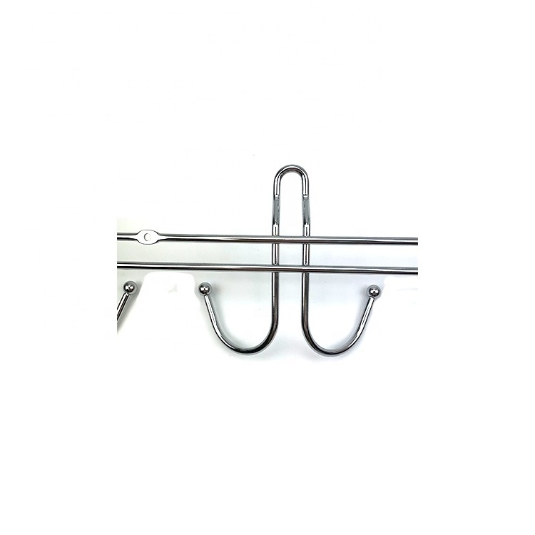 Custom Stainless Steel Metal 4 Hanger Hook Shelf Single Wall Mounting Coats Hooks for Clothes Hat Towel Key Hanging