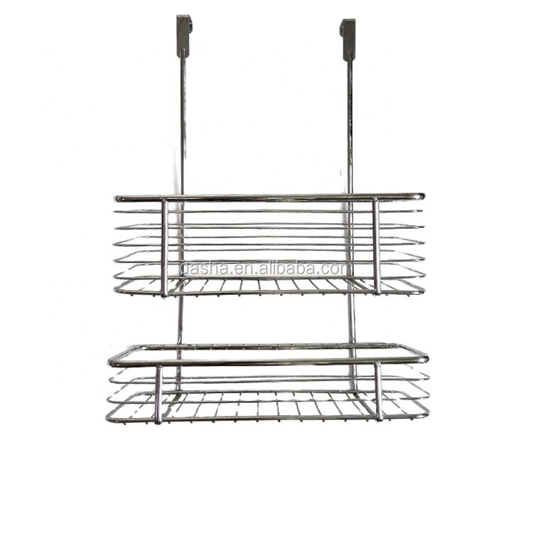 Hot selling high quality 2 Tier Metal Over Door Hanging Wire Rack for Bathroom Storage