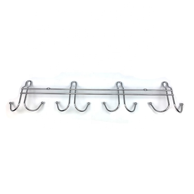 Custom Stainless Steel Metal 4 Hanger Hook Shelf Single Wall Mounting Coats Hooks for Clothes Hat Towel Key Hanging