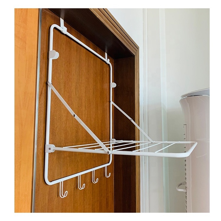 High quality folding balcony clothes drying rack hanging laundry rack Over the Door Rack Hanger with 4 Hooks