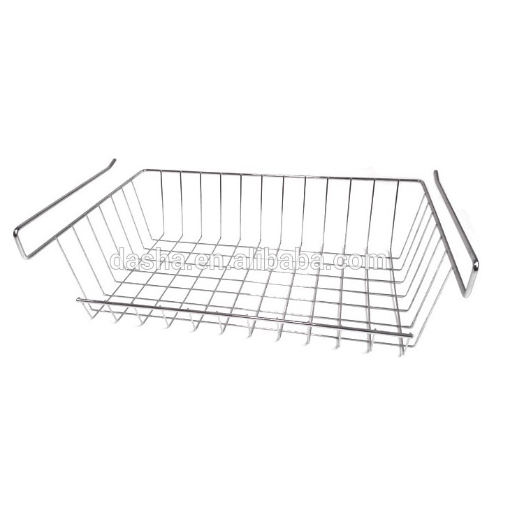 Multi-Purpose Metal Hanging Under Shelf Storage Holder Drawer Organizer Basket Wrap Rack White