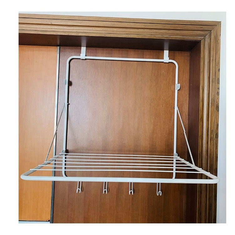 High quality folding balcony clothes drying rack hanging laundry rack Over the Door Rack Hanger with 4 Hooks