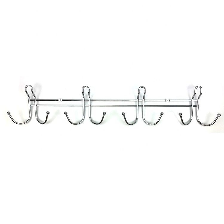 Custom Stainless Steel Metal 4 Hanger Hook Shelf Single Wall Mounting Coats Hooks for Clothes Hat Towel Key Hanging