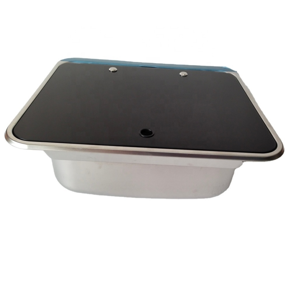 stainless steel rv cooker sink tempered glass single bowl sink for rv motorhome yacht