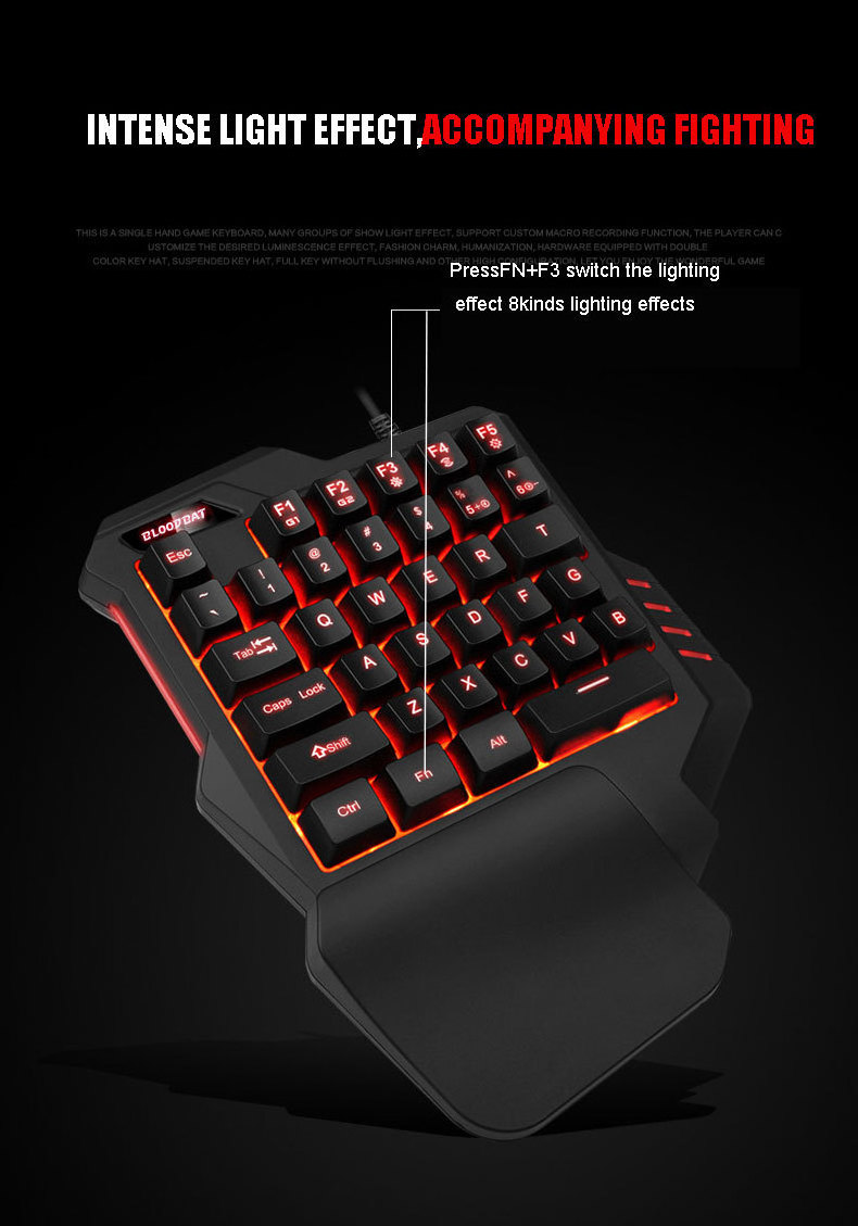 Mini gaming keyboard mechanical RGB one hand keyboard and mouse combo for mobile phone