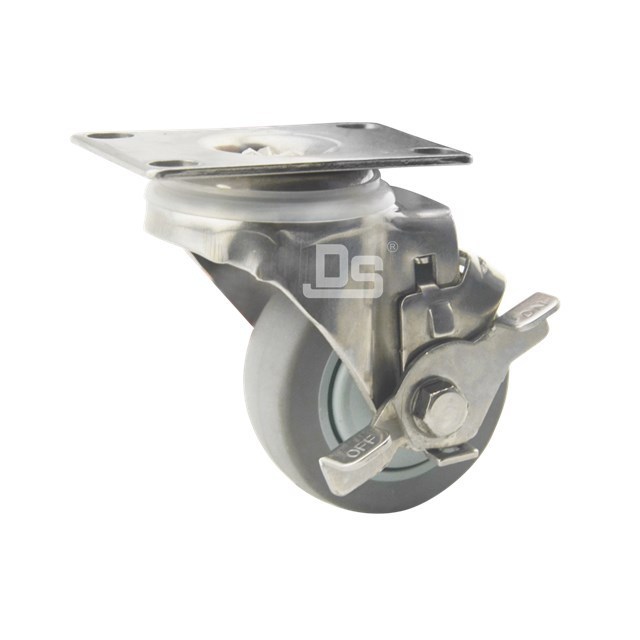 light duty top plate type swivel with brake Nylon caster 304 stainless steel Nylon cabinet  roller wheel