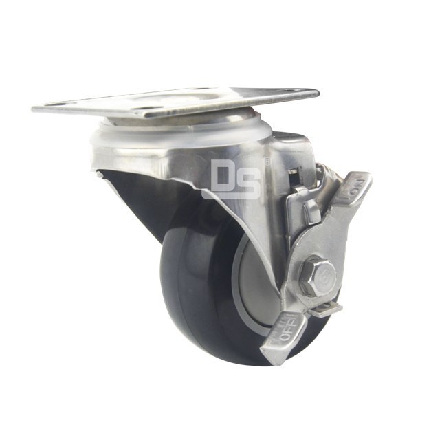 light duty top plate type swivel with brake Nylon caster 304 stainless steel Nylon cabinet  roller wheel