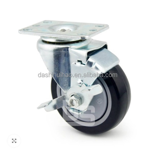 DS-20 Series Light duty swivel plate caster 4 inch 100mm bearingless  polyurethane wheels