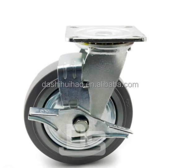 OEM  heavy duty wheel noise free  TPE rubber tread plastic core rigid swivel ball casters