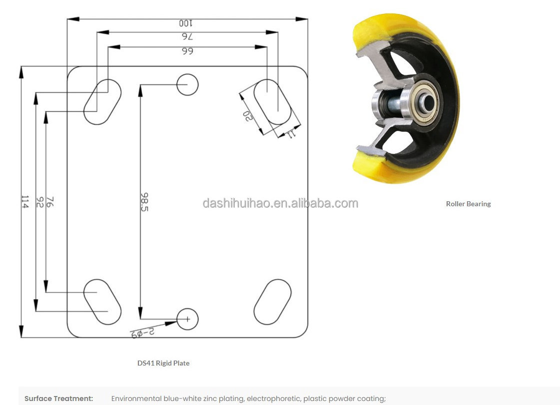 Hot Sale 4 5 6 Inch casters heavy duty Polyurethane Industrial Trolley  used fixed Caster Wheels