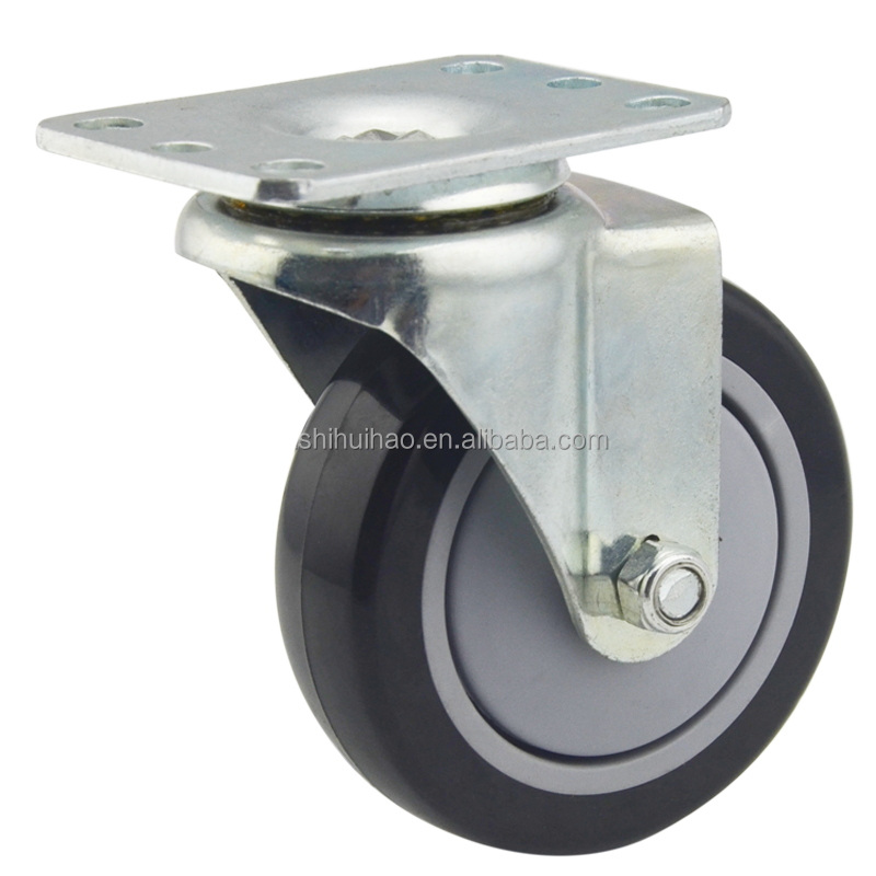 DS-20 Series Light duty swivel plate caster 4 inch 100mm bearingless  polyurethane wheels