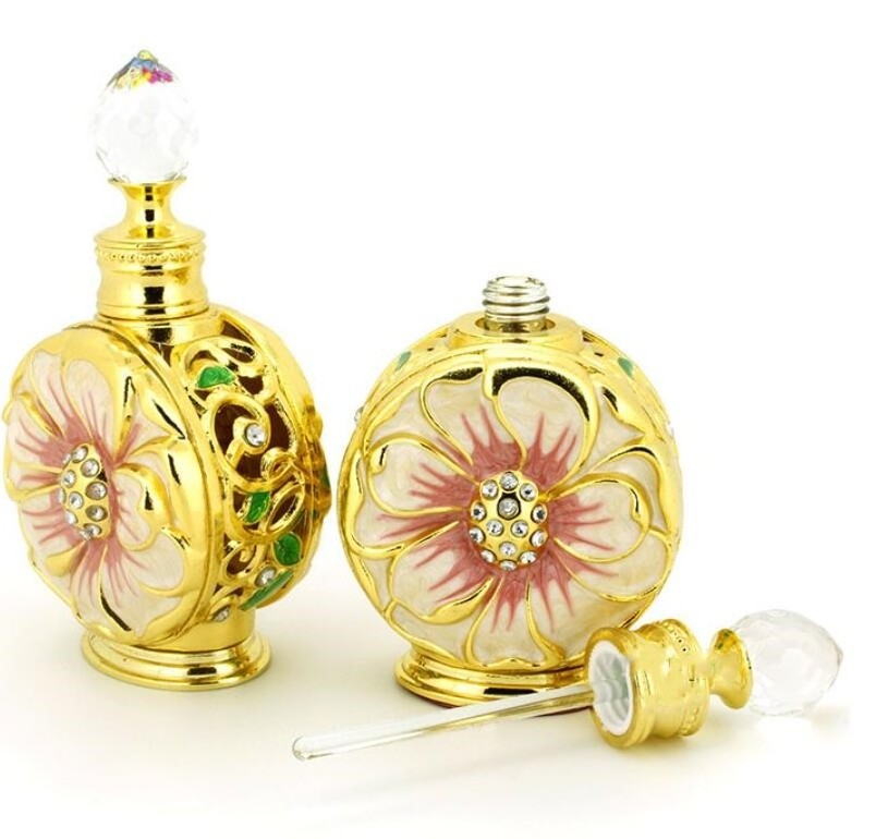 fancy flower perfume oil glass bottle 12ml spray bottle