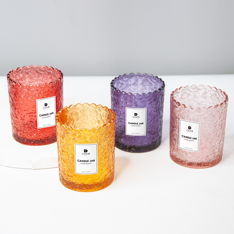 Multi-Use Luxury Glass Jars Embossed Candle Making Containers for Vanity  Living Bathrooms Candy jar Decorative Votive Holders