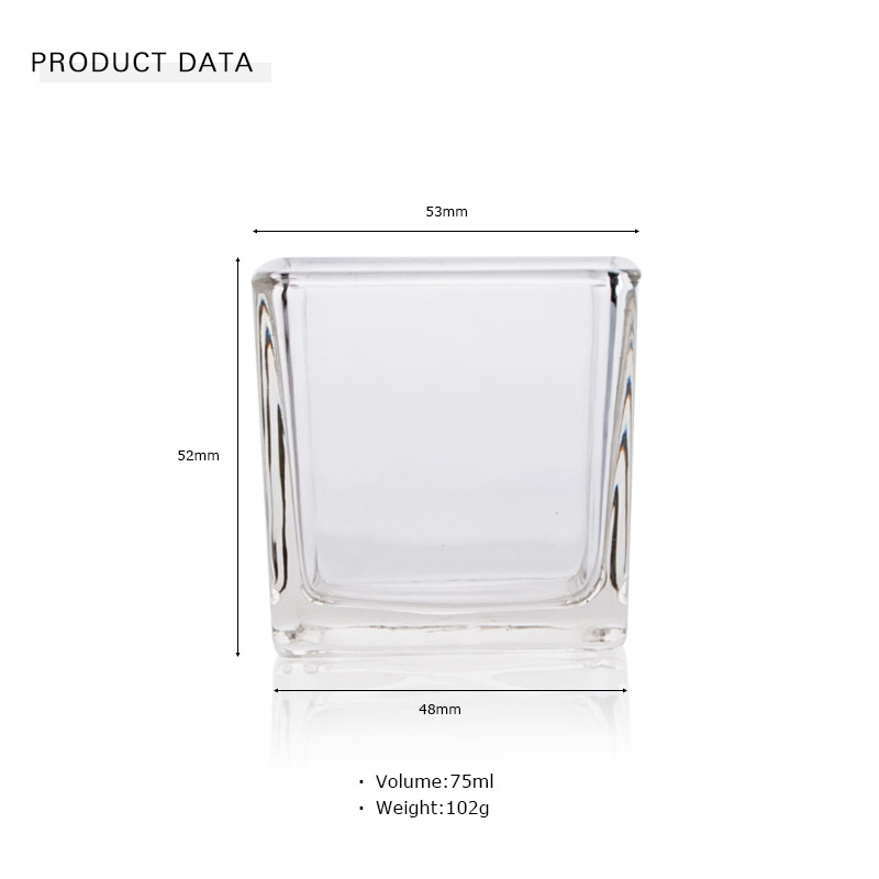 FACTORY SUPPLIER Square Candle Votive Clear Square Cube Glass Candle Jar With Bamboo Lid Wholesale