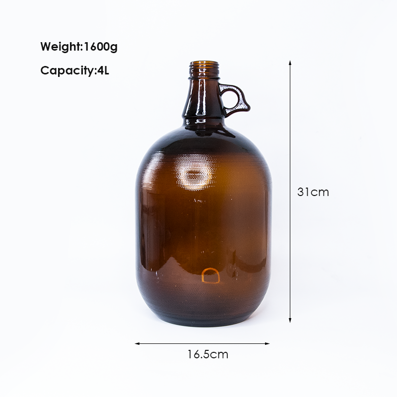 1/2 Gallon 1 Gallon 1-5L Amber Growler Glass Bottles with Black Lids for Beer Soda Cider Kombucha