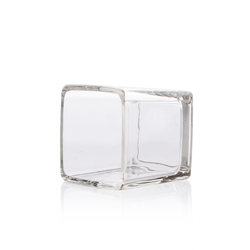 FACTORY SUPPLIER Square Candle Votive Clear Square Cube Glass Candle Jar With Bamboo Lid Wholesale