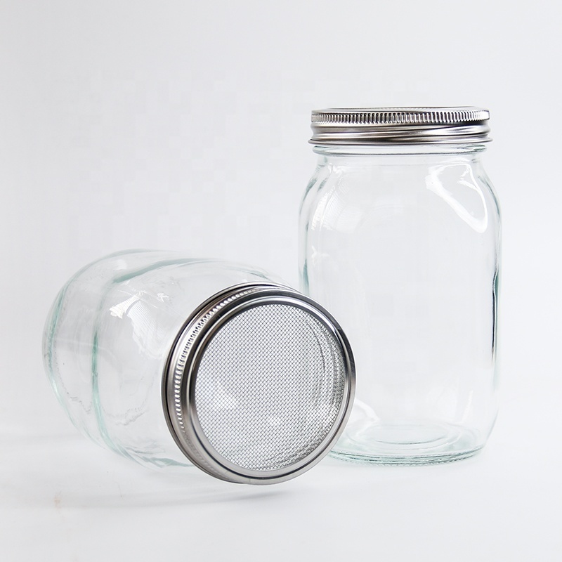 Stainless Steel Organic Seed Sprouting Jar Kit - 2 Sprouter Mason Jars with Screen Lids Stands and Trays