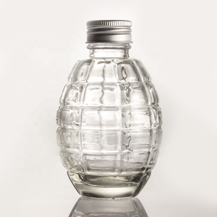 Unique Fashion Grenade Shaped Seal Fresh Eco Friendly Juice Glass Bottle for Beverage