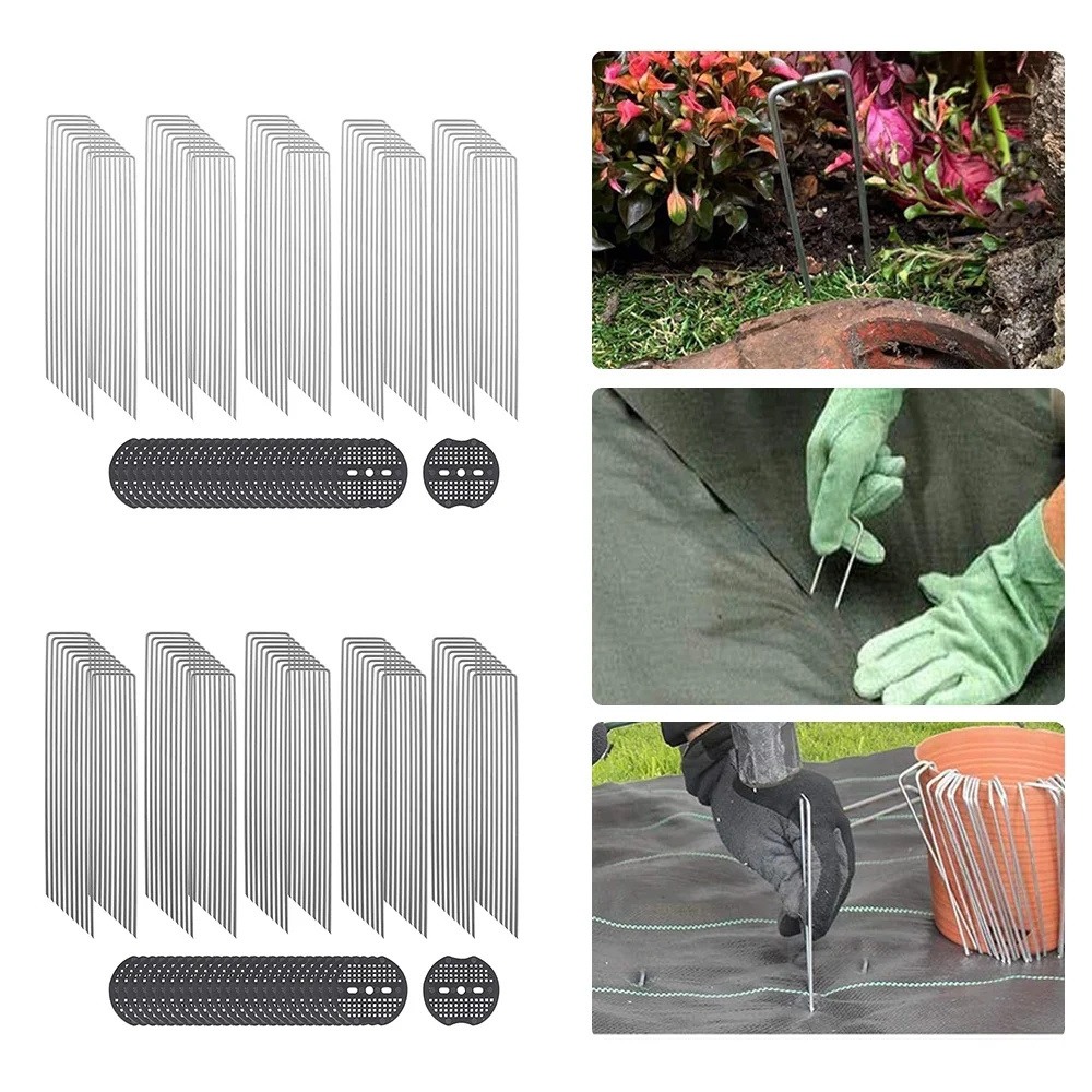 Fabric Stakes Galvanized Landscape Staple Metal Heavy Duty U Shaped Garden Landscape Ground Pin for Securing Weed Barrier