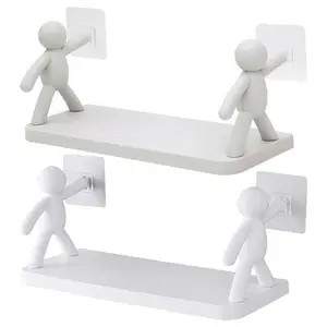 New Creative Bathroom Storage Shelves Cute White Doll Villain Shelves Shelf   Bathroom Cosmetics Storage Racks