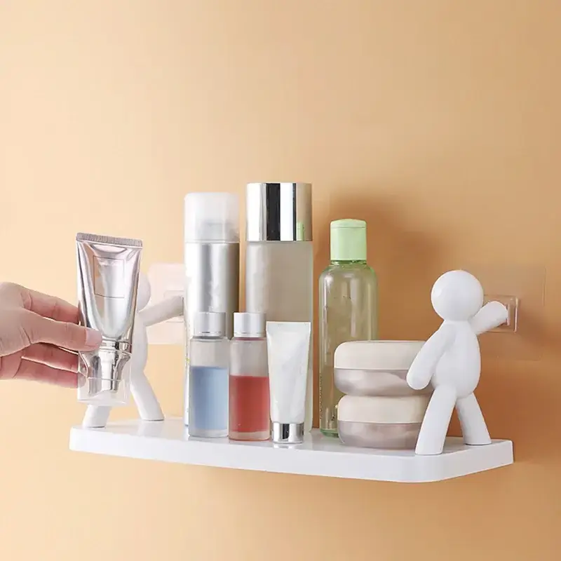 New Creative Bathroom Storage Shelves Cute White Doll Villain Shelves Shelf   Bathroom Cosmetics Storage Racks