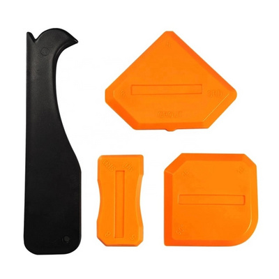 4Pcs Window Door Silicone Sealant Spreader Caulking Tool Kit Spatula Scraper Cement Caulk Removal Tool Finishing Sealant Grout