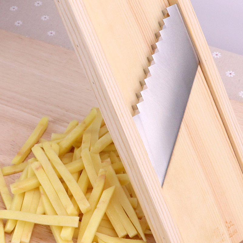 Wooden Vegetables Cutter Adjustable Vegetable Slicer for Potato Tomato and Onion Cabbage Shredder Chip Fruit Chopper