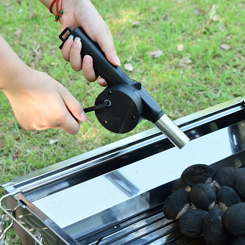 Hand Crank BBQ Fan Charcoal Blower Portable Barbecue Air Blower with Manual Handle Grill Barbecue Cooking Tool Durable