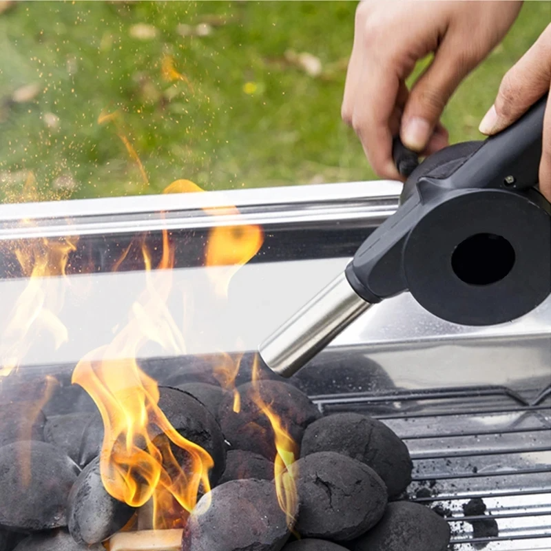 Hand Crank BBQ Fan Charcoal Blower Portable Barbecue Air Blower with Manual Handle Grill Barbecue Cooking Tool Durable