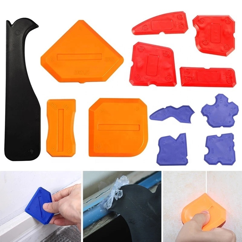 4Pcs Window Door Silicone Sealant Spreader Caulking Tool Kit Spatula Scraper Cement Caulk Removal Tool Finishing Sealant Grout