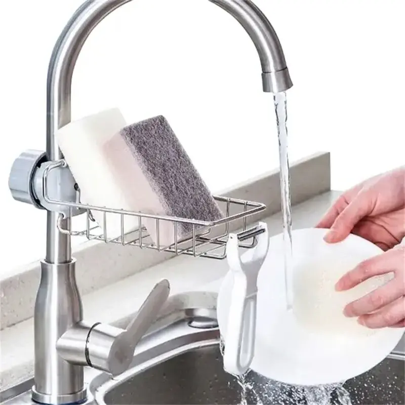 Household kitchen sink faucet storage rack stainless steel drainage rack creative single-layer cloth  sanitary ware storage rack