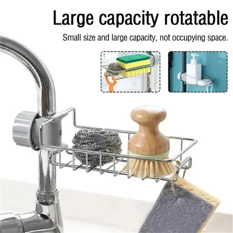 Household kitchen sink faucet storage rack stainless steel drainage rack creative single-layer cloth  sanitary ware storage rack