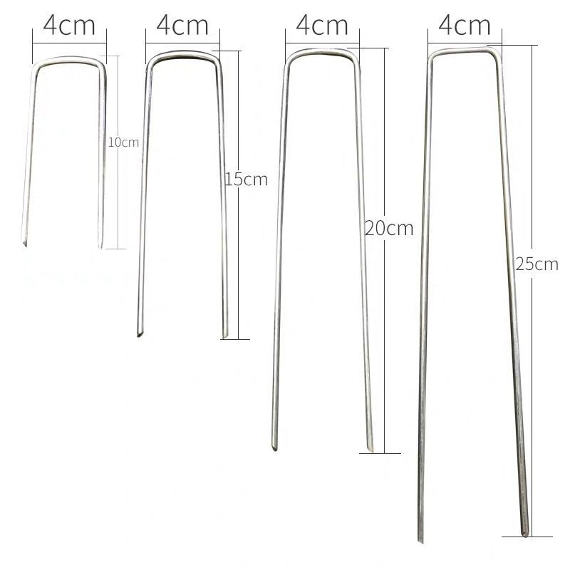 Fabric Stakes Galvanized Landscape Staple Metal Heavy Duty U Shaped Garden Landscape Ground Pin for Securing Weed Barrier