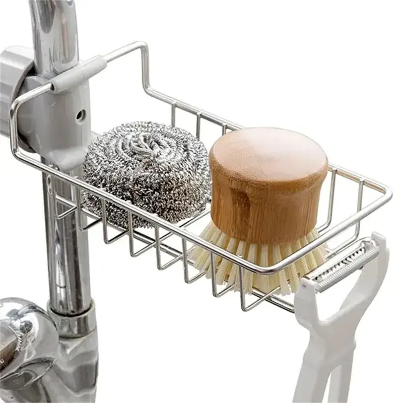 Household kitchen sink faucet storage rack stainless steel drainage rack creative single-layer cloth  sanitary ware storage rack