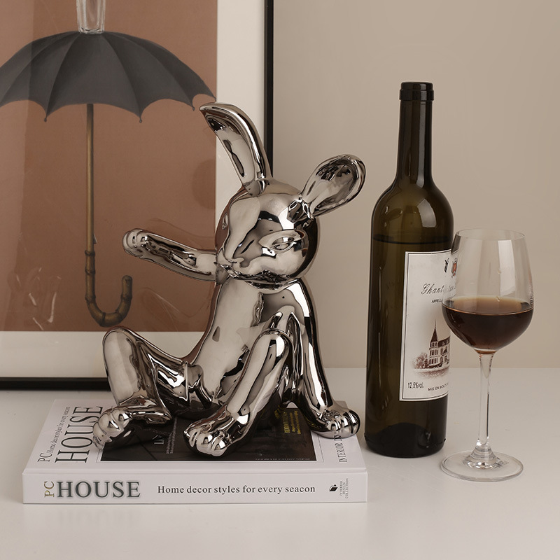 Nordic Light luxury trendy ornaments creative ceramic animal table decoration wine holder set wine cup rack wine rack