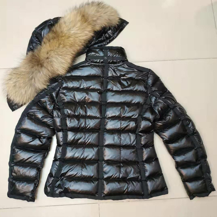 Women Top Quality Luxury Brand Winter 90% Duck Detachable hat Down Hooded Leather Jacket Ladies Black Bubble Vinyl Puffer Coats