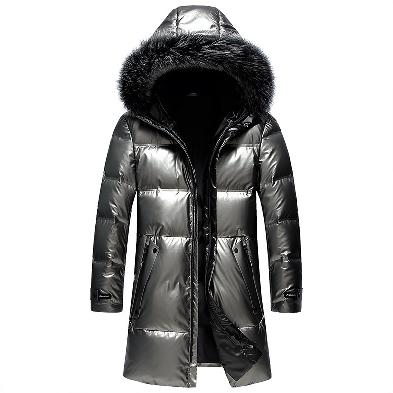 high quality fashion shiny color puffer jacket dasongshan men thick warm jackets fox fur long down jacket