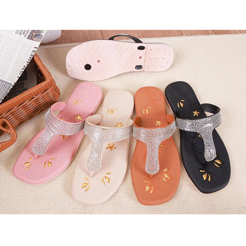 Elegant slippers rhinestone relaxed flat sandals women slippers summer nice flip flops accessories