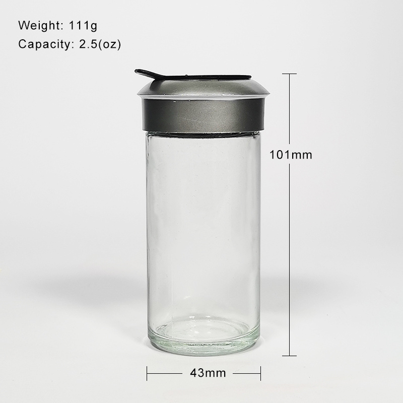 Round Bulk Spice Bottle kitchen Spice Storage Jar 2.5oz 110ml with Stainless Steel Lids