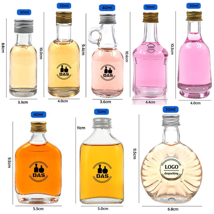 Wholesale 30ml 40ml 50ml 100ml Mini Miniature Juice Wine Spirit Liquor Glass Bottle for Whisky Vodka