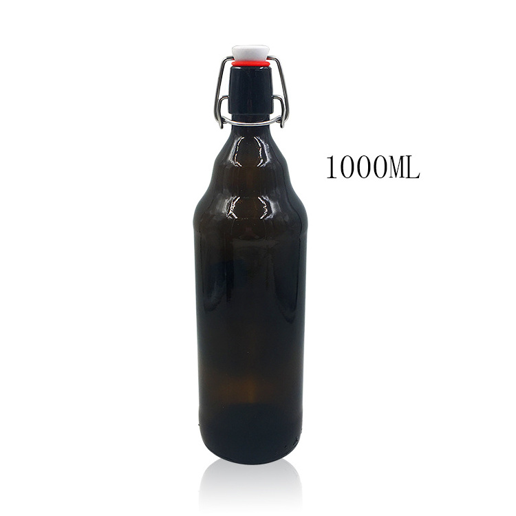 1000ml 1 liter amber swing top beer bottle glass beer bottle