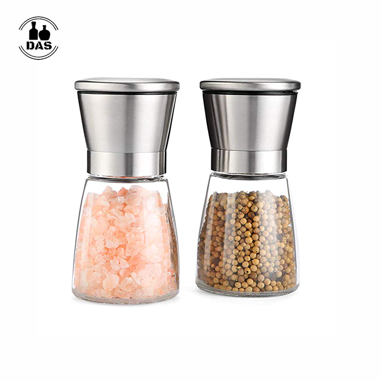 Spice jar set 6 Oz Glass Mini Spice Grinder with Adjustable Ceramic Rotor Cap